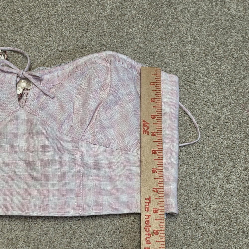 LoveShackFancy Amorana Angel Top Pink Gingham Linen Crop Cami‎ NWT Size 12 $245 - Picture 10 of 10